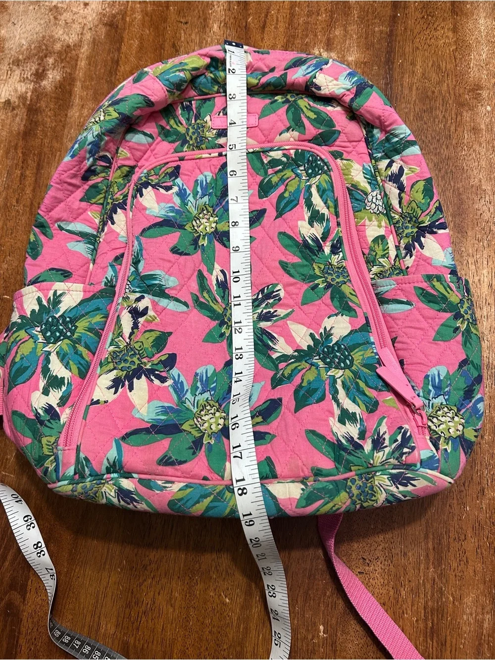 Vera Bradley Pink Quilted Campus Laptop Backpack Retired Tropical Paradise
